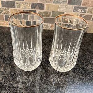 Source Unknown Crystal Glasses with Gold Rim